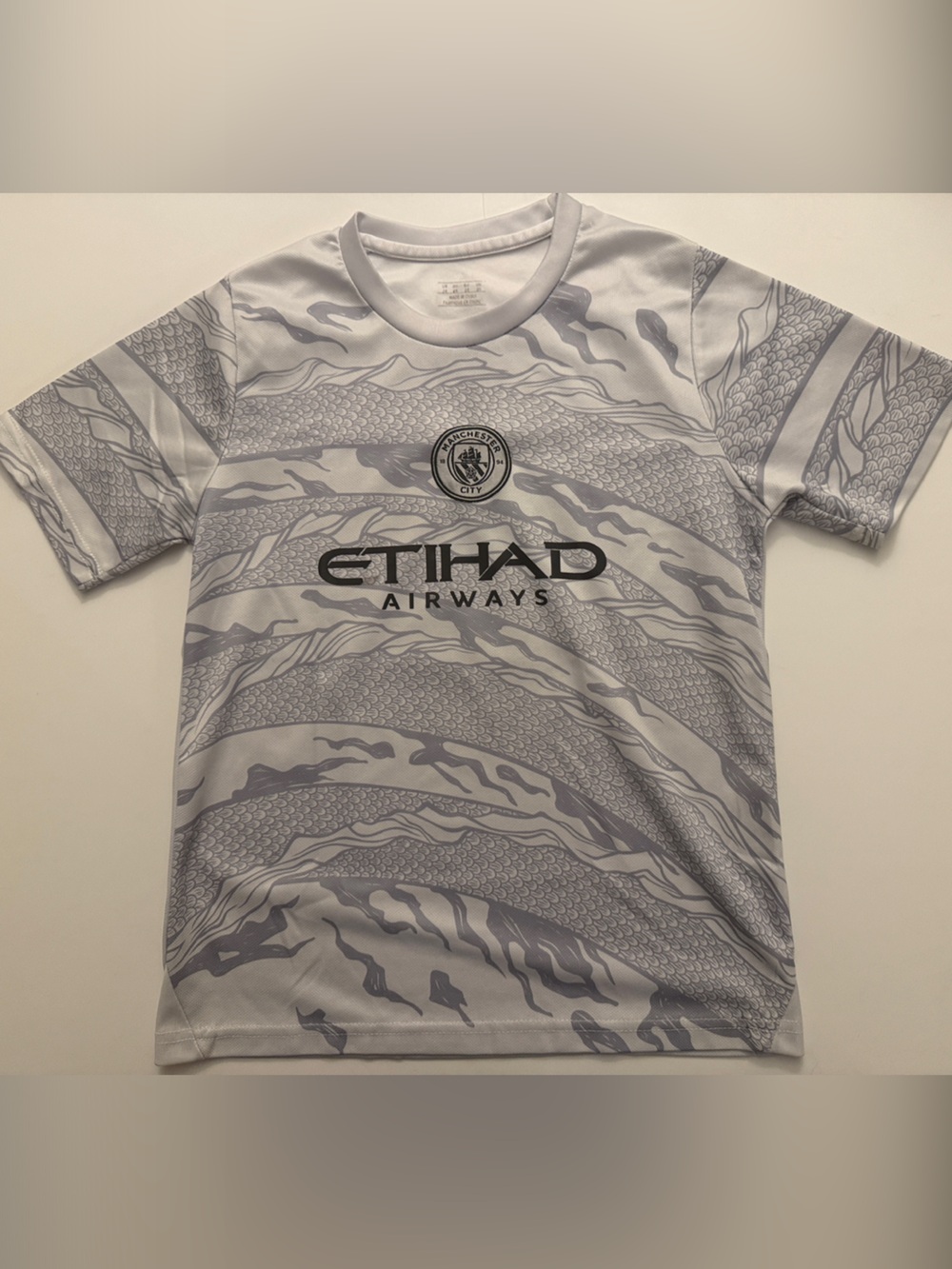 Manchester City Kids Short Sleeve Tee in White & Gray - Etihad Foden 47 Jersey